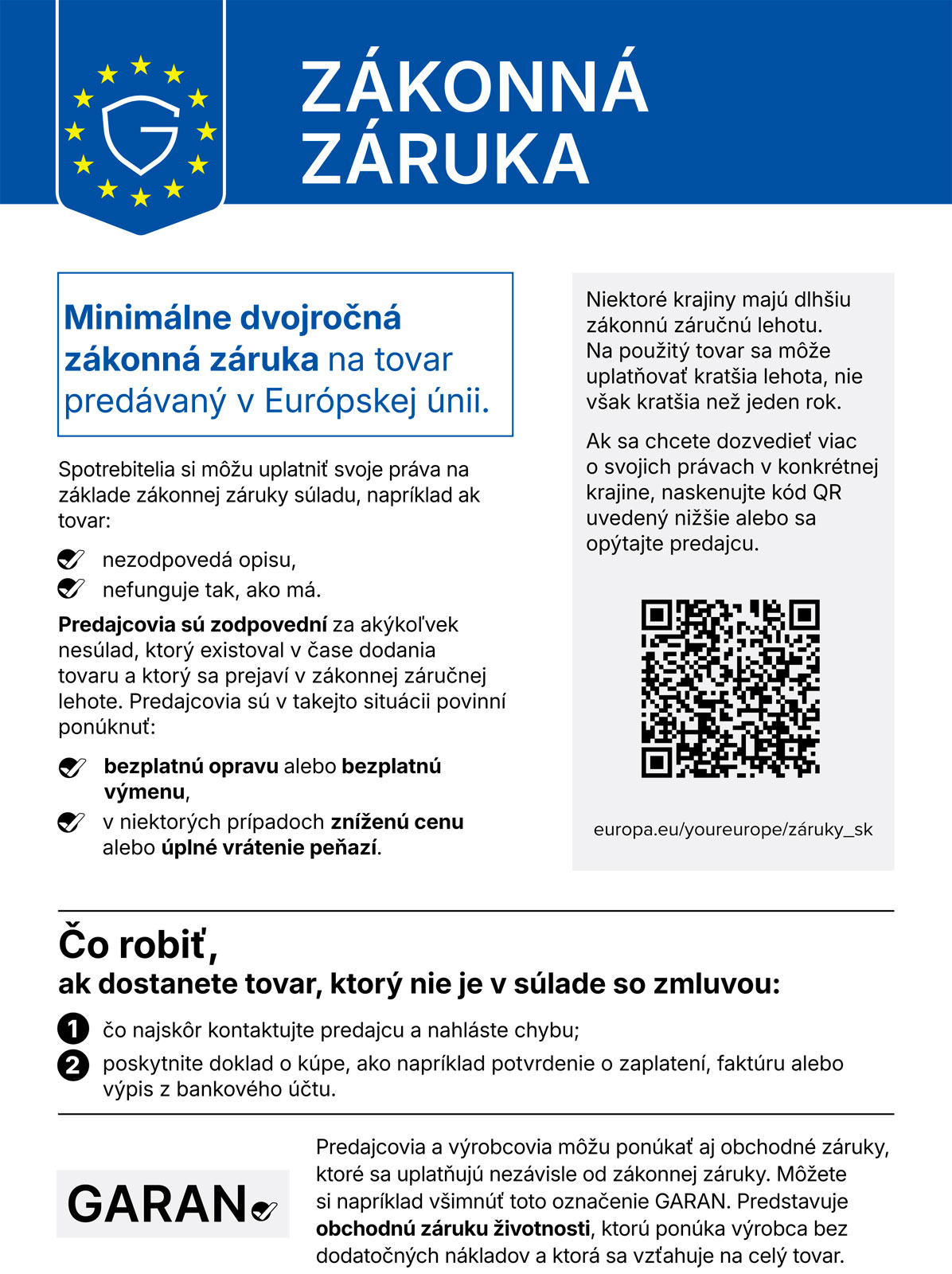 Oznámenie o právnej záruke EÚ